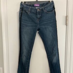 Old Navy Super Skinny Jeans Size Girls 14 Regular Black Sparkle Border